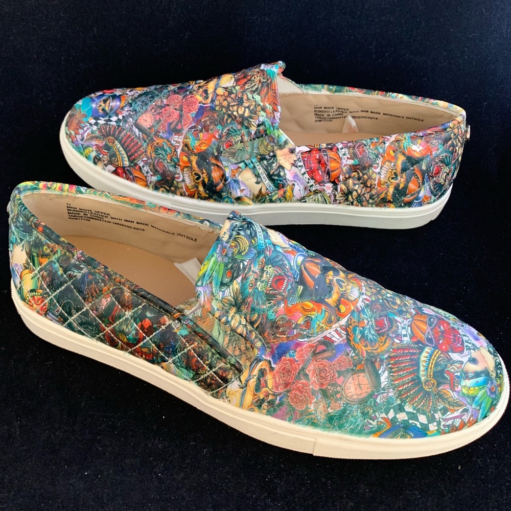 One-of-a-kind HYDROGRAPHIC tattoo designed loafers